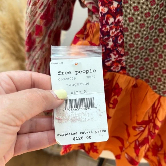 BNWT Free People Multicolor V-Neck Blouse - Picture 7 of 9